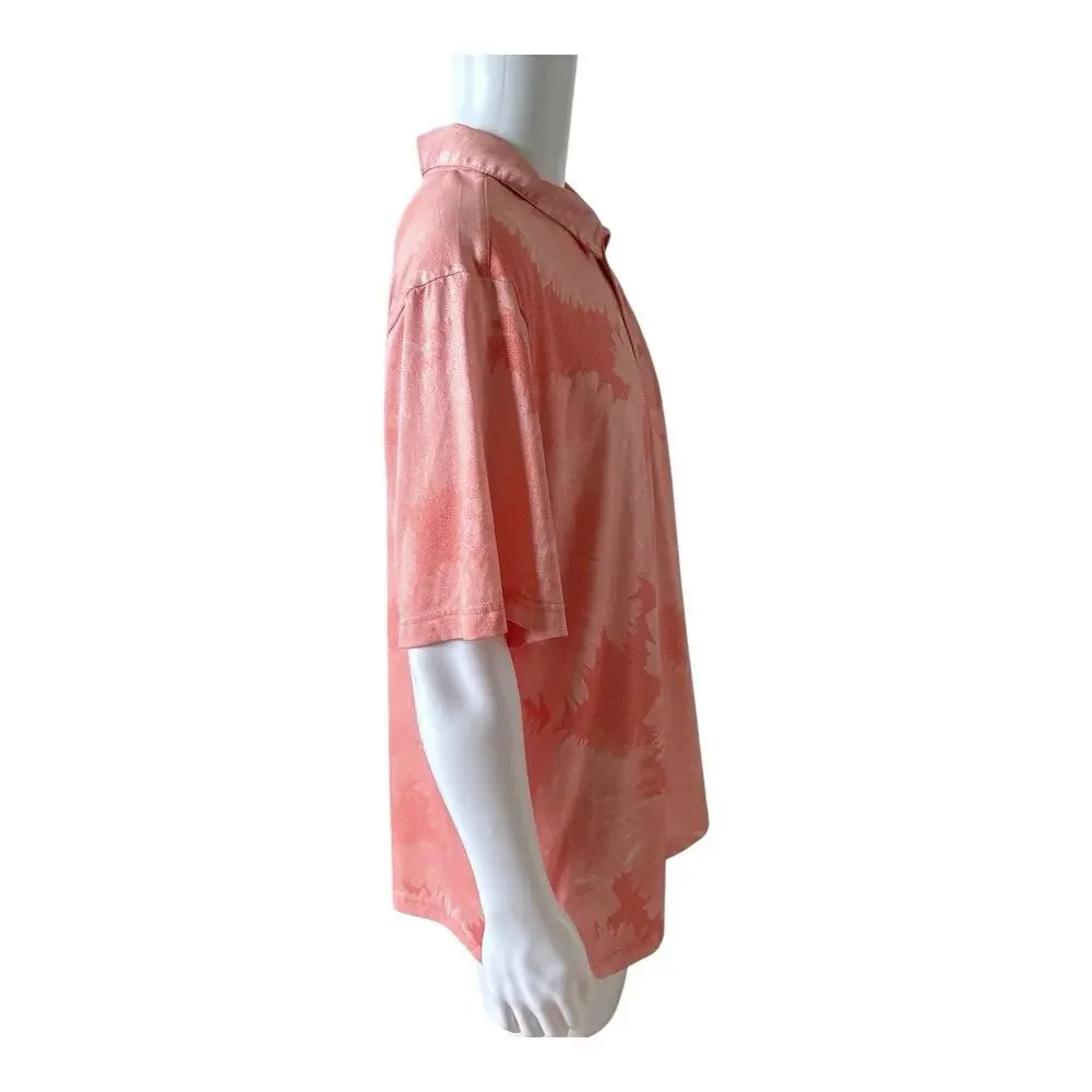 Adidas Golf Polo Shirt Mens 2XL Coral Pink Performance Print Short Sleeve Logo